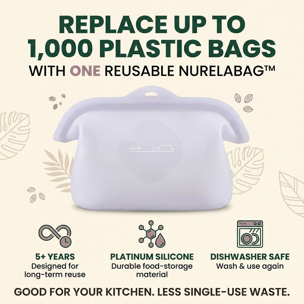 NurelaBag™ 4-Cup Reusable Silicone Food Storage Bag