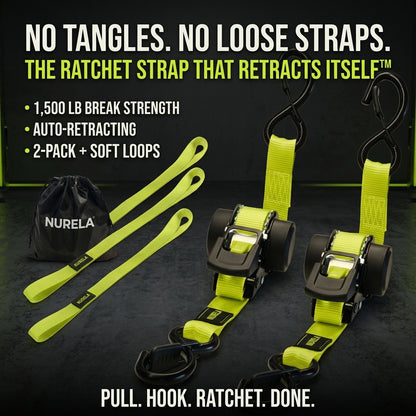 Nurela™ Retractable Ratchet Tie Downs