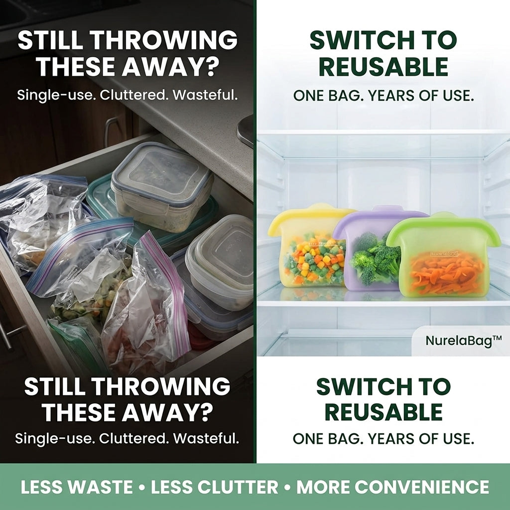 NurelaBag™ 4-Cup Reusable Silicone Food Storage Bag