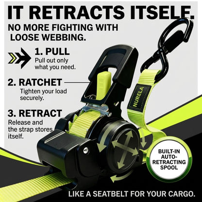 Nurela™ Retractable Ratchet Tie Downs