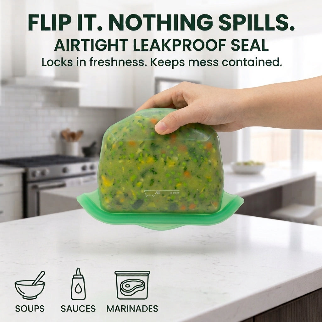NurelaBag™ 4-Cup Reusable Silicone Food Storage Bag