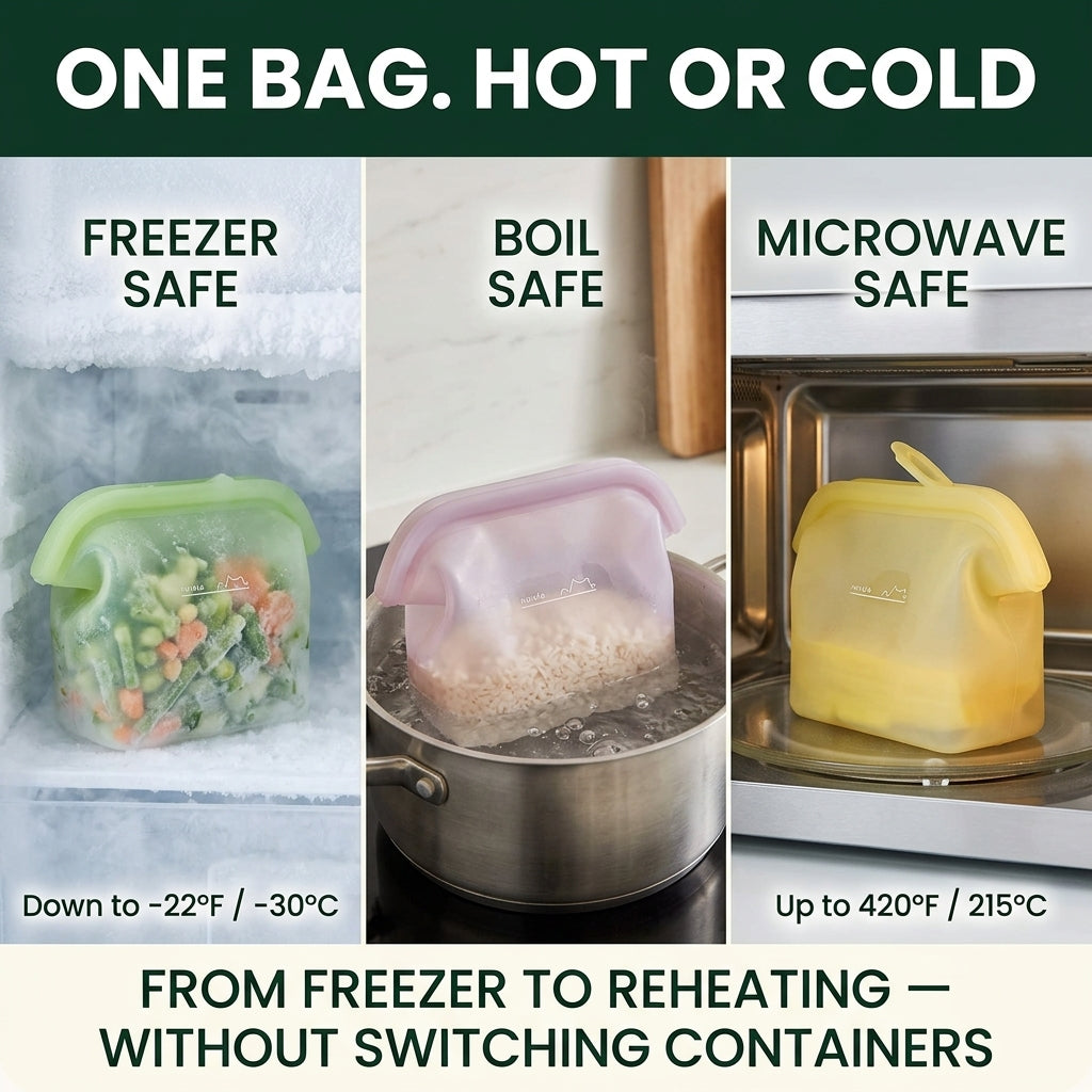 NurelaBag™ 4-Cup Reusable Silicone Food Storage Bag