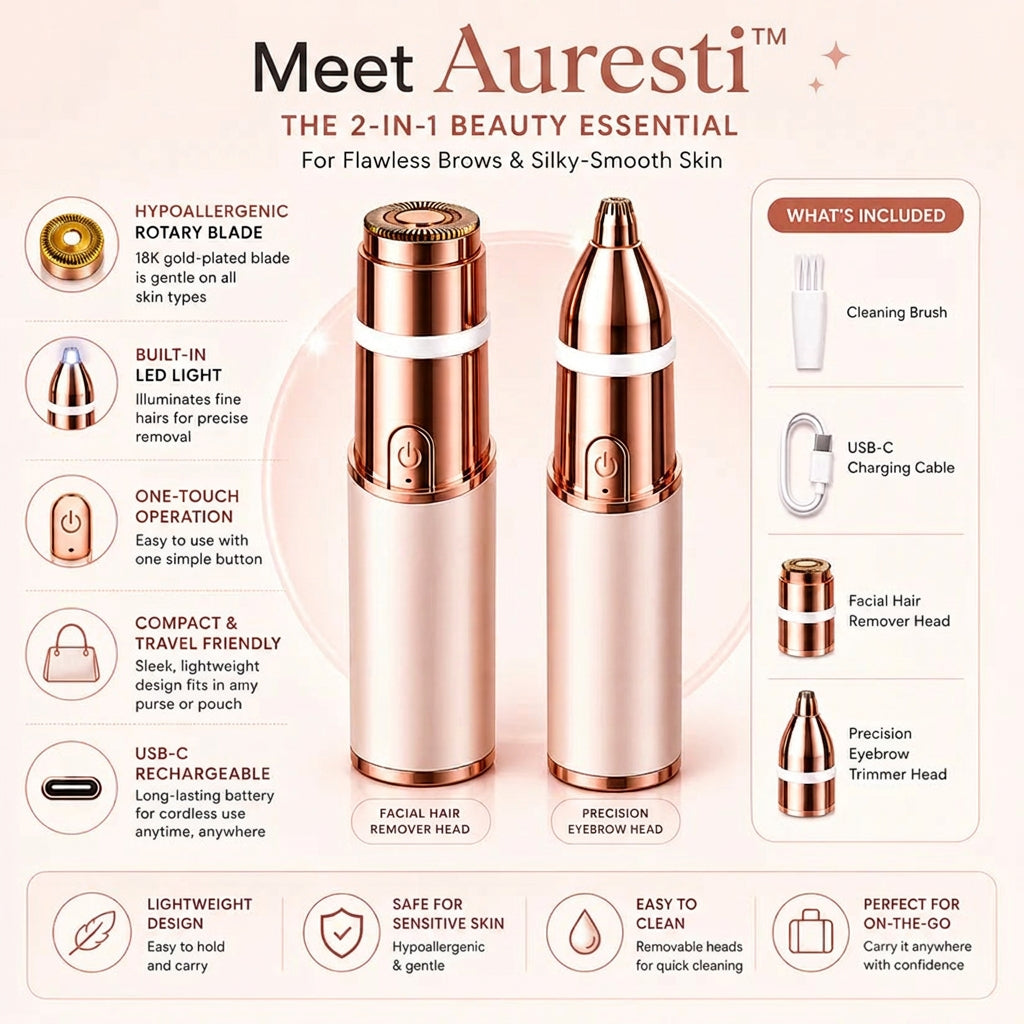 Auresti™ Eyebrow & Facial Hair Trimmer 2 IN 1
