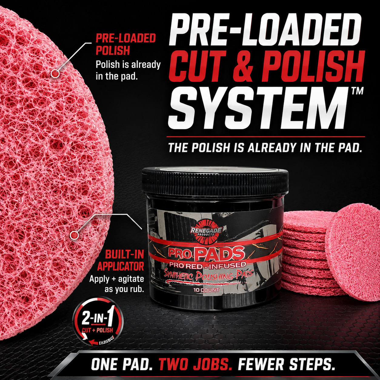 Pro Red-Infused Metal Polishing Pads